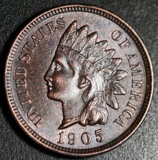 1905 Indian Head Cent - Choice Au,  Unc - With Hints Of Luster