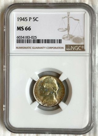1945 - P Silver Wartime Jefferson Nickel Ngc Ms66 83025