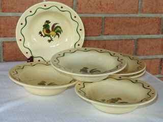 Metlox Poppy Trail Green Rooster Provincial 6 Small Bowls (c)