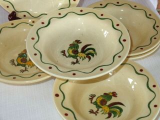 Metlox Poppy Trail Green Rooster Provincial 6 Small Bowls (C) 2