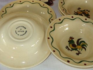 Metlox Poppy Trail Green Rooster Provincial 6 Small Bowls (C) 3