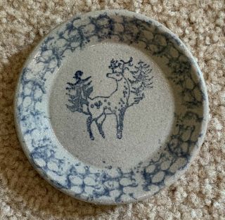 Vintage Bbp Beaumont Brothers Miniature Deer Plate Salt Glazed Pottery Dated