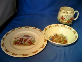 3 Piece Royal Doulton Bunnykins Plate,  Bowl & Mug Childrens Dish Set