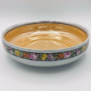 Vintage Bavaria Orange Blue Lusterware Serving Bowl Floral Flowers Marked Ldb Co