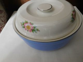 Vintage Rose Parade Casserole Dish With Lid Hall Blue