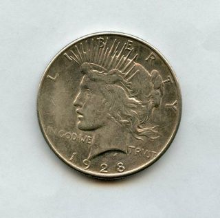 1928 Silver Peace Dollar $1 Au Details Lightly Polished