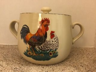 Home & Garden Party Chicken Stoneware Pot With Lid 2005 2
