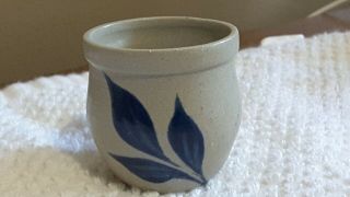 Williamsburg Pottery Va Salt Glaze Stoneware Blue Leaf Dollhouse Planter