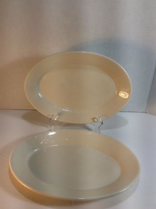 Set Of 2 Homer Laughlin Oval Restaurant Ware Ivory Dinner Plates 10.  25”x 7.  50”
