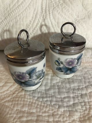 Vintage Royal Worcester Jam Condiment Jar Egg Coddler Flowered Porcelain England