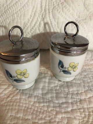 Vintage Royal Worcester Jam Condiment Jar Egg Coddler Flowered porcelain England 2