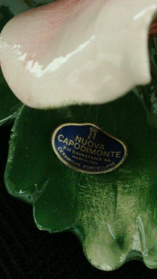 1960’s Vintage Italian Porcelain Rose Candle Holders,  Nuova Capodimonte 2