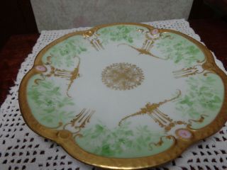 Limoges Coronet France Hand Painted Cabinet Plate Gold Scalloped Edge 8 3/4 "