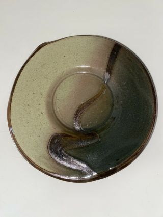Vintage Signed Studio Art Stoneware Pottery Handmade Plate Platter Glazed