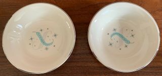 Vintage 50s 60s Allegheny Ware Canonsburg Small Bowls Mcm Citation Blue Heaven