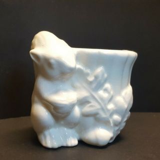 Vintage Small White Squirrel Fall Planter Toothpick Holder ¿mccoy?