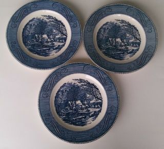 Royal China - Currier & Ives - The Old Grist Mill - Dinner Plates - Set Of 3