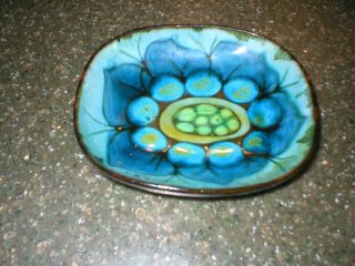 Vintage Chelsea Pottery England Abstract Blue Green Dish