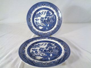 Set Of 2,  Churchill Blue Willow 10 1/4 " Dinner Plates
