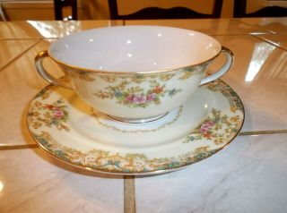 Noritake M Cream Soup Cup Bowl And Underplate Camelot 6000 Japan