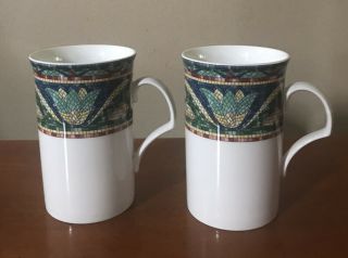 Mikasa San Marco Cappuccino Mug Tall Set Of Two Mosaic Pattern Euc
