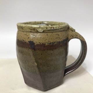Handmade Pottery Stoneware Coffee Cup Mug Artisan Eclectic Boho Signed