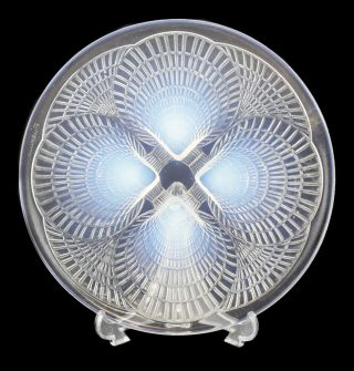 Renee Lalique Coquilles Shells Opaline Art Glass Footed Plate C1920,  7.  875 "