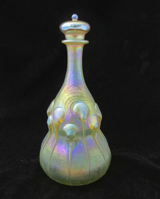 Antique Louis Comfort Tiffany Favrile Glass Decanter Double Gourd Tadpole Lily 2