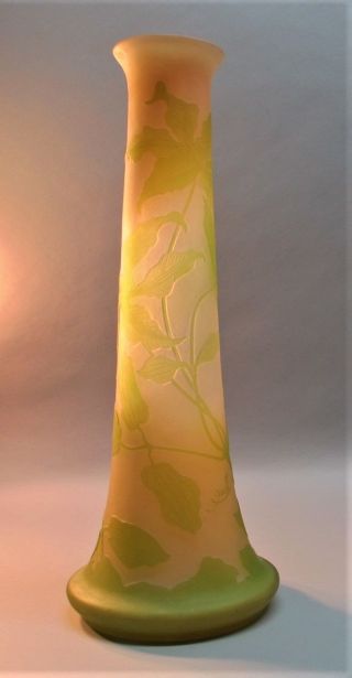 Huge 18.  5 " Signed Galle Art Nouveau Cameo Glass Vase C.  1900 Antique French