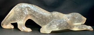 Lalique Large Zeila Panther Cat Sculpture Gold Luster Crystal