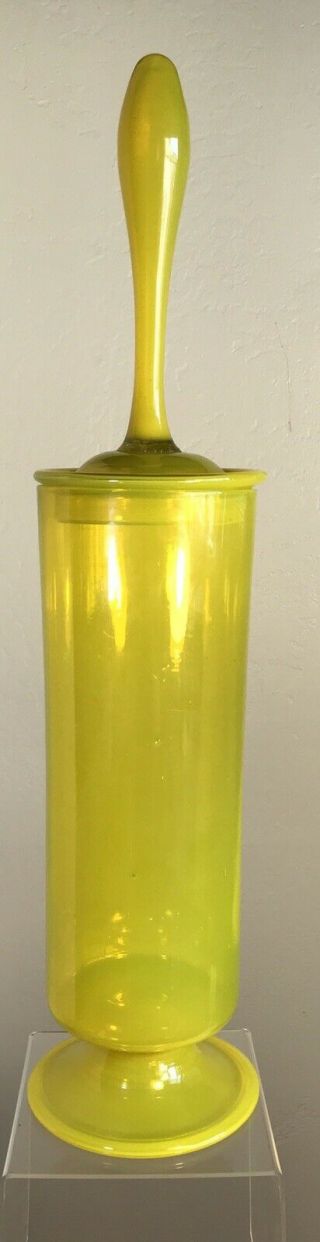 Vintage Murano Glass Monumental Empoli Apothecary Jar Opalescent Yellow 28 "