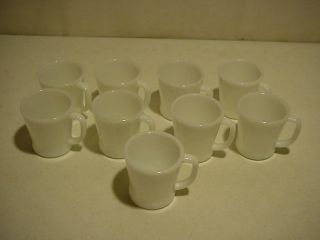 9 Vintage White D - Handle 1 - Anchor Hocking : 8 - Fire - King Coffee Cup Mugs