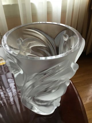 Lalique Crystal Martinets Vase Signed Authentic France 3