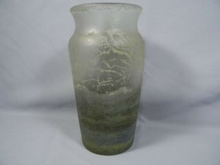 Handel Teroma Art Glass Vase Chipped Ice Landscape 3