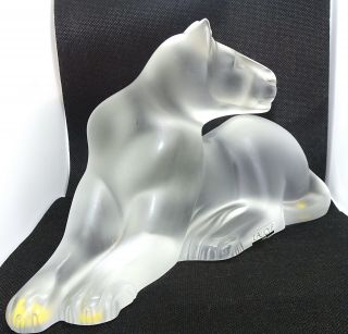 Lalique Simba Lioness Art Glass Frosted Crystal Sculpture Signed France