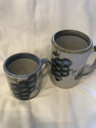 John B Taylor Ceramics 2 Cups Mugs Blue Grapes/green Leaves