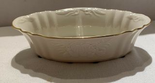 Vintage Lenox China Harvest Server Porcelain Gold Gilt 8 - 1/2” Oval Serving Bowl