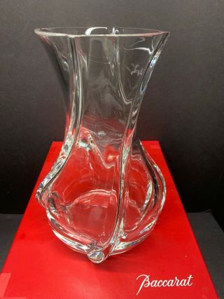 Baccarat France Heavy Crystal 10 " In Large Serpentine Vase W/ Box