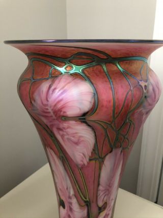 Large 17 " Charles Lotton 1 Of A Kind Hand Blown Art Glass Vase