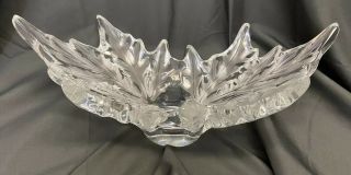 Lalique France Crystal Glass Champs Elysees Oak Leaf Large Centerpiece Bowl 18”