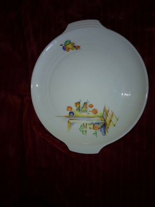 Knowles Utility Ware Sleeping Mexican Pattern Tab Handled Cake Plate/platter 11 "
