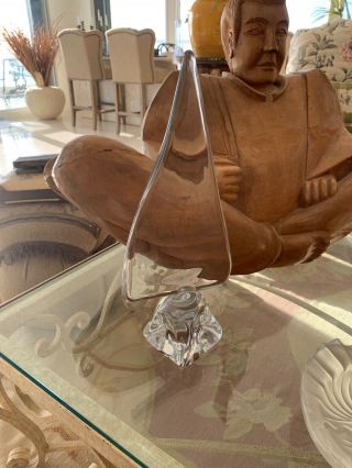 16.  5” Daum France Vtg Mid Cent.  French Art Crystal Glass Sailboat Boat Sculpture