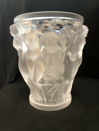 Lalique,  Large Bacchantes Vase,  W 7.  5’.  H 9.  5’