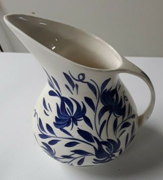 Vintage Dale Hallow Lake Blue Flowers On White Creamer/pitcher Clinchfield.