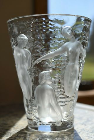 Lalique Bacchantes Ondines Crystal Vase Muses Nude France