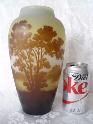Emile Galle Multi - Layer Cameo Glass Vase,  1904 - 1906,  Signed,  Lake Sunset
