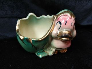 Shawnee Pottery Baby Chick Duck Gold Cracked Egg Vintage Planter Decorated Chic
