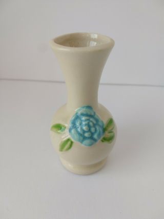 Shawnee Pottery Miniature Vase With Blue Flower 1202