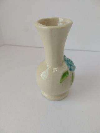 Shawnee Pottery Miniature Vase with Blue Flower 1202 2