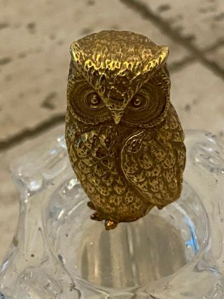 Steuben " Column Of The Owl " Glass And 18k Gold Signed 8 " James Houston